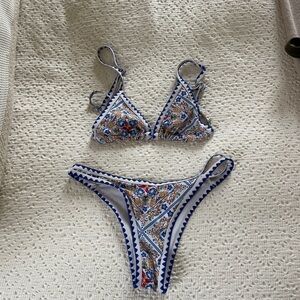 Blue Patterned Bikini Set